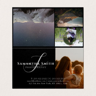 Moderne zwarte en witte 4 foto's Fotografie gevouw Visitekaartjes