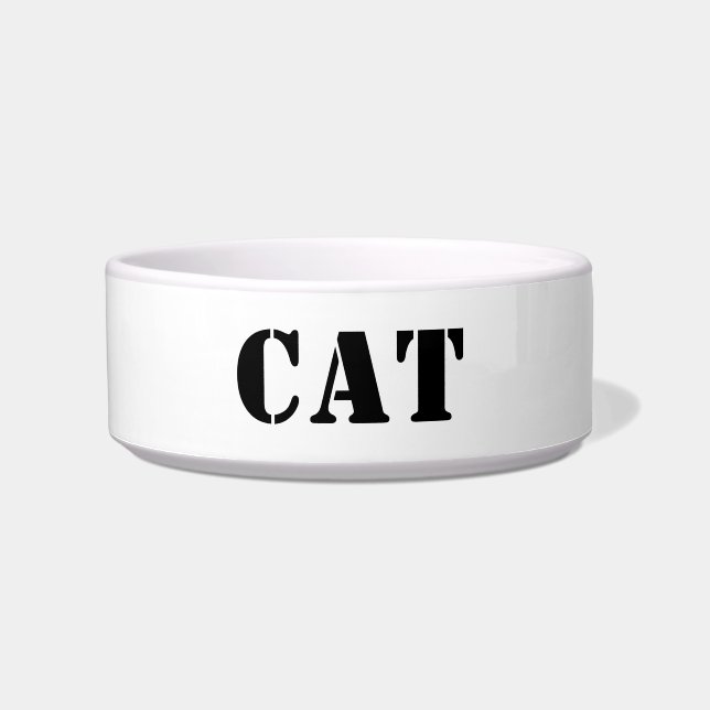 Moderne, zwarte en witte aangepaste tekstcat voerbakje (Voorkant)