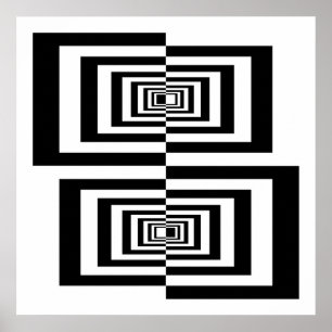 Moderne Zwarte en Witte Abstracte Geometrische Rec Poster
