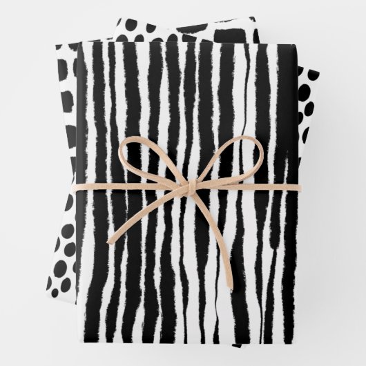 moderne zwarte en witte afdrukstijl inpakpapier vel (In situ)