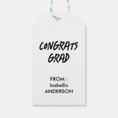 Moderne zwarte en witte afstudeer cadeaulabel (Achterkant)