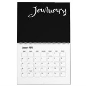 Moderne zwarte en witte agenda kalender (Jan 2026)