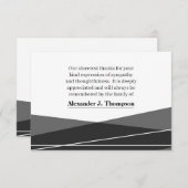 Moderne zwarte en witte begrafenis bedankkaart (Voorkant / Achterkant)