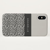 Moderne zwarte en witte bladluipaard Case-Mate iPhone case (Achterkant (horizontaal))