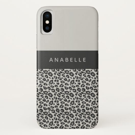 Moderne zwarte en witte bladluipaard Case-Mate iPhone case (Achterkant)