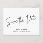 Moderne zwarte en witte bruiloft sparen de Datum Briefkaart (Voorkant)