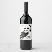 Moderne, zwarte en witte doezelaar wijn etiket (Voorkant)