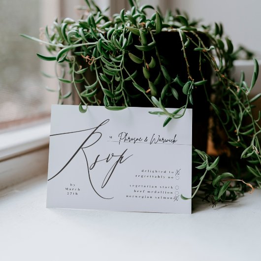 Moderne zwarte en witte eenvoudige bruiloft RSVP kaartje