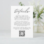 Moderne zwarte en witte eenvoudige tekst QR-CODE v RSVP Kaartje (Staand voorkant)