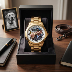 Moderne zwarte en witte elegante 'World's Best Dog Horloge