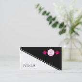 Moderne zwarte en witte fitness visitekaartje (Staand voorkant)