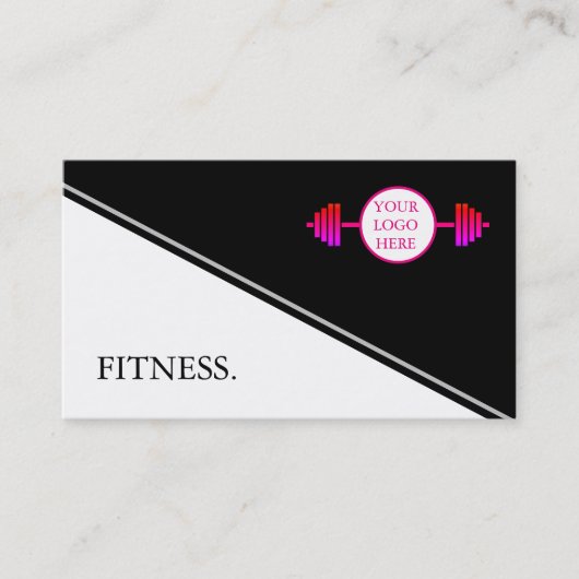 Moderne zwarte en witte fitness visitekaartje (Voorkant)