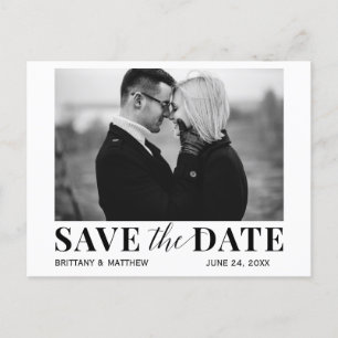 Moderne zwarte en witte foto Trendy Save the Date Briefkaart