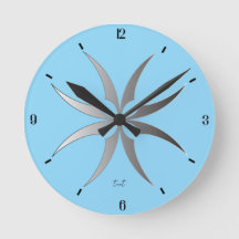 Moderne Zwarte en Witte Geometrische Tech Wandklok