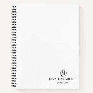 Moderne Zwarte En Witte Gepersonaliseerde Monogram Notitieboek