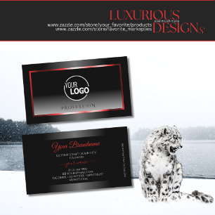 Moderne zwarte en witte grijprode Lijst Voeg Logo  Visitekaartje