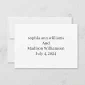 Moderne Zwarte en Witte Huwelijks-RSVP-Kaart RSVP Kaartje (Achterkant)