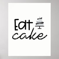 Moderne zwarte en witte illustratie Eat Cake