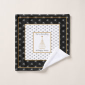 Moderne zwarte en witte kerst bad handdoek (Wasdoekje)