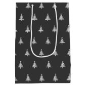 Moderne zwarte en witte kerst medium cadeauzakje (Achterkant)