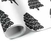 Moderne zwarte en witte kerstboom cadeaupapier (Rol Hoek)
