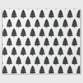 Moderne zwarte en witte kerstboom cadeaupapier (Vlak)