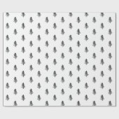 Moderne zwarte en witte kerstboom cadeaupapier (Vlak)