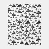 Moderne zwarte en witte kerstboomstructuur fleece deken (Voorkant)