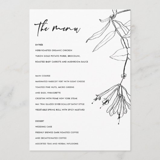 MODERNE ZWARTE EN WITTE LIJN DIE STROOMAFMENU TREK MENU (Voorkant)