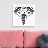 Moderne zwarte en witte lijnhoekolifant canvas afdruk (Insitu (Woonkamer))