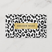 Moderne zwarte en witte luipaard Cheetah print Gol Visitekaartje (Voorkant)
