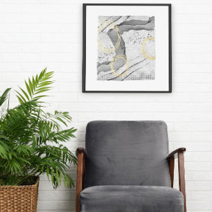 Moderne Zwarte en Witte Minimalistische Kunst met Folie Afdrukken