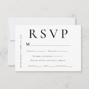 Moderne Zwarte en Witte Minimalistische Trouwdag RSVP Kaartje