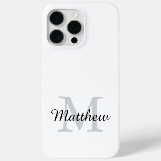 Moderne zwarte en witte monogram script naam Case-Mate iPhone case (Achterkant)