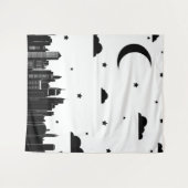 Moderne, zwarte en witte nachtelijke hemel wandkleed (Voorkant (horizontaal))