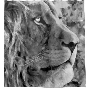 Moderne zwarte en witte olieverf van koning lion, douchegordijn