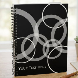 Moderne Zwarte en Witte Overlappende Cirkels Notitieboek