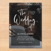 Moderne zwarte en witte overlay | Fotobruiloft Acryl Uitnodigingen (Voorkant)