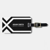 Moderne zwarte en witte persoonlijke aangepaste na bagagelabel (Voorkant horizontaal)