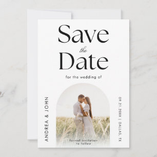 Moderne zwarte en witte pleister foto Schone vlakt Save The Date