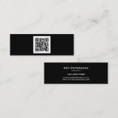 Moderne zwarte en witte QR-code Mini Visitekaartje (Voorkant / Achterkant)