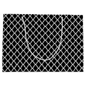 Moderne zwarte en witte Quatrefoil Monogramnaam Large Cadeautasje (Achterkant)