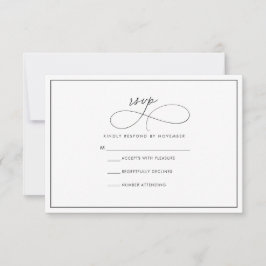 Moderne zwarte en witte RSVP-kaart RSVP Kaartje