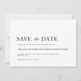 Moderne zwarte en witte Save The Date-aankondiging Kaart