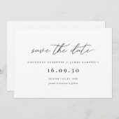 Moderne zwarte en witte save the date uitnodiging (Voorkant / Achterkant)