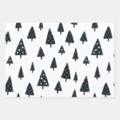 Moderne zwarte en witte Scandinavische kerstbomen Inpakpapier Vel (Voorkant)