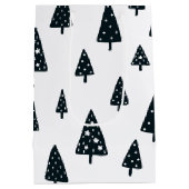 Moderne zwarte en witte Scandinavische kerstbomen Medium Cadeauzakje (Achterkant)