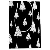 Moderne zwarte en witte Scandinavische kerstbomen Medium Cadeauzakje (Voorkant)