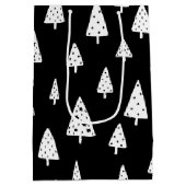 Moderne zwarte en witte Scandinavische kerstbomen Medium Cadeauzakje (Achterkant)