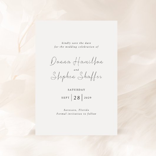 Moderne Zwarte en Witte Schone Trouwdag Save The Date